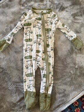Unbranded Olive Green & White Golf Print Baby One-Piece